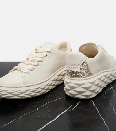 Jimmy Choo Diamond Light Maxi Leather Sneakers In White