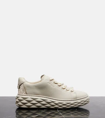Jimmy Choo Diamond Light Maxi Leather Sneakers In White