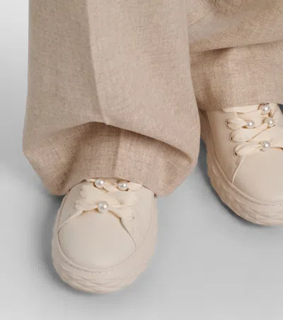 Jimmy Choo Diamond Light Maxi Leather Sneakers In White