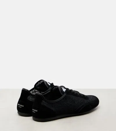 Jimmy Choo Sunny Suede-trimmed Lace Sneakers In Black