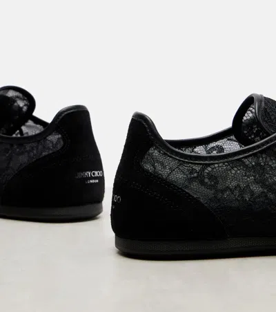 Jimmy Choo Sunny Suede-trimmed Lace Sneakers In Black