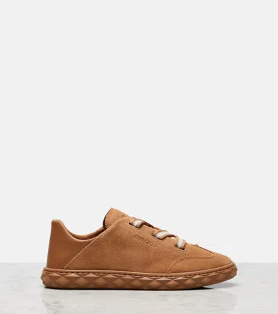 Jimmy Choo Diamond Light Flex Suede Sneakers In Brown