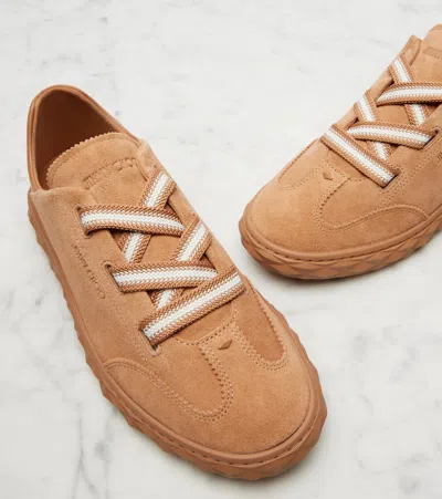 Jimmy Choo Diamond Light Flex Suede Sneakers In Brown