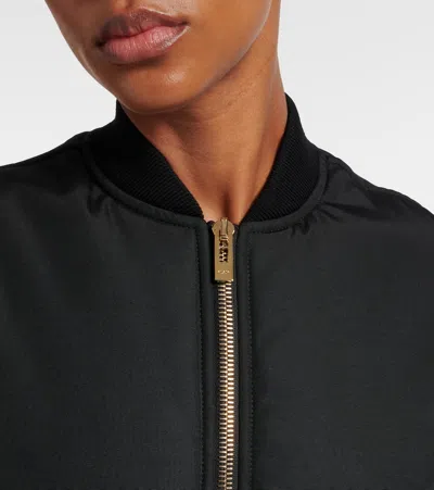 Alaïa Peplum Bomber Jacket Padded Ribbed Cuffs In Black