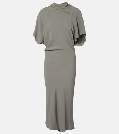 Rick Owens Seb Draped Midi Dress In Gray