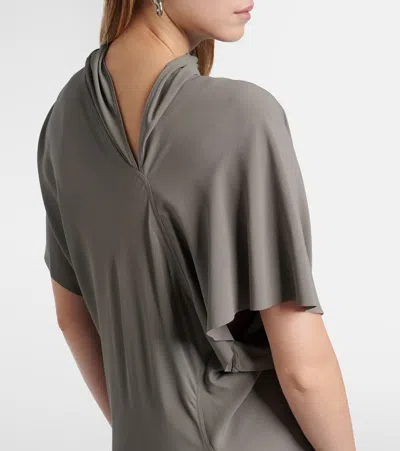 Rick Owens Seb Draped Midi Dress In Gray
