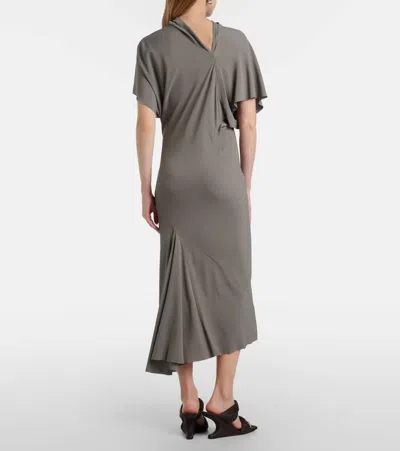 Rick Owens Seb Draped Midi Dress In Gray