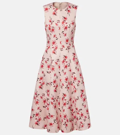 Emilia Wickstead Mara Floral Faille Taffeta Midi Dress In Pink