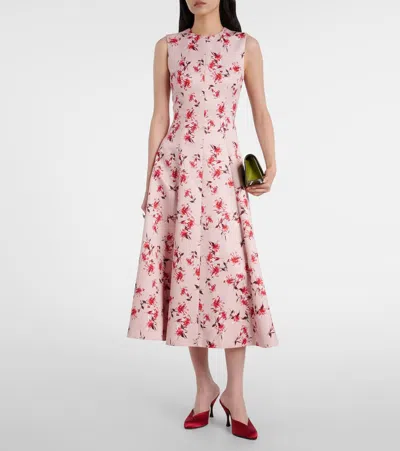 Emilia Wickstead Mara Floral Faille Taffeta Midi Dress In Pink