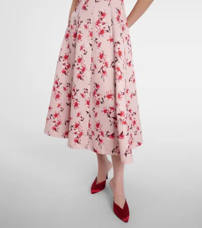 Emilia Wickstead Mara Floral Faille Taffeta Midi Dress In Pink