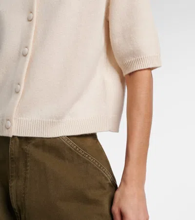 Jardin Des Orangers Floral-appliqué Wool And Cashmere Cardigan In Neutral