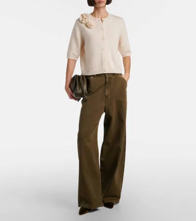 Jardin Des Orangers Floral-appliqué Wool And Cashmere Cardigan In Neutral