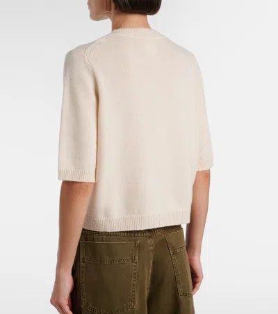 Jardin Des Orangers Floral-appliqué Wool And Cashmere Cardigan In Neutral