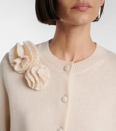 Jardin Des Orangers Floral-appliqué Wool And Cashmere Cardigan In Neutral