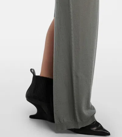 Rick Owens Con Virgin Wool Maxi Dress In Green