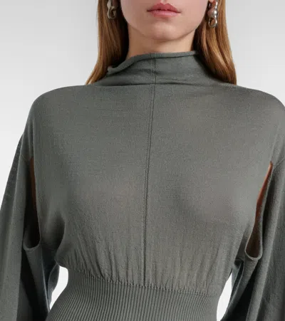 Rick Owens Con Virgin Wool Maxi Dress In Green