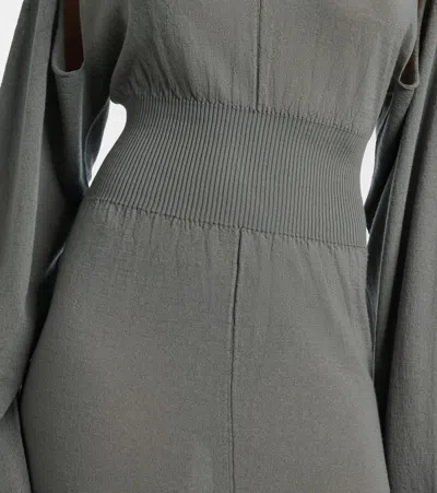 Rick Owens Con Virgin Wool Maxi Dress In Green