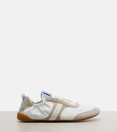 Chloé White Calf Leather Bos Taurus Athletic Sneakers In White