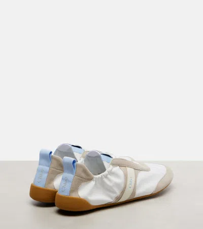 Chloé White Calf Leather Bos Taurus Athletic Sneakers In White
