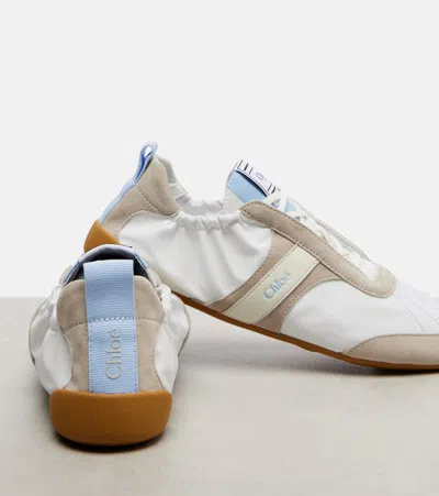 Chloé White Calf Leather Bos Taurus Athletic Sneakers In White