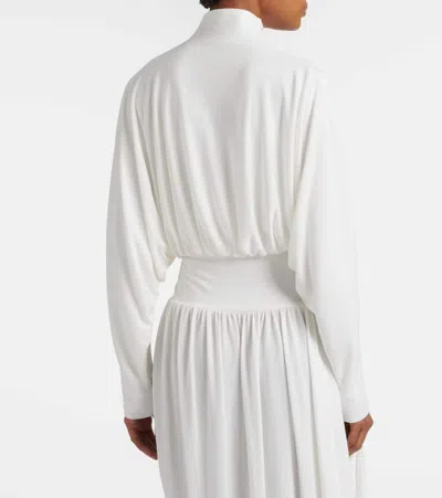 Alaïa Draped Mockneck Jersey Jacket In White