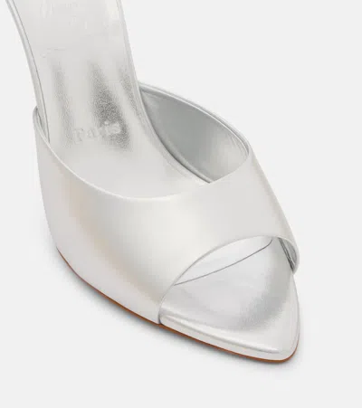 Christian Louboutin Miss Z 100 Metallic Leather Mules In White