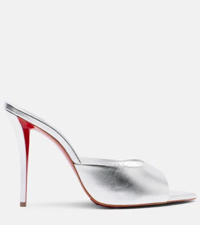 Christian Louboutin Miss Z 100 Metallic Leather Mules In White