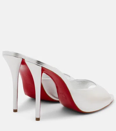 Christian Louboutin Miss Z 100 Metallic Leather Mules In White