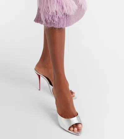 Christian Louboutin Miss Z 100 Metallic Leather Mules In White