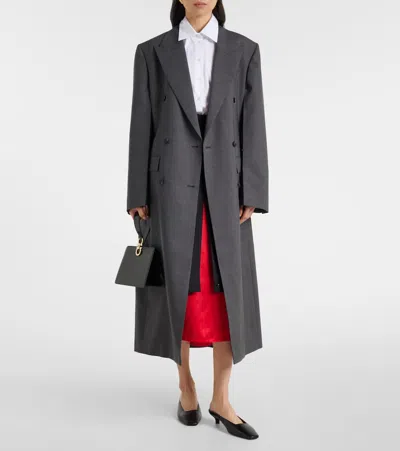 Rohe Róhe Double-breasted Virgin Wool Coat In Gray