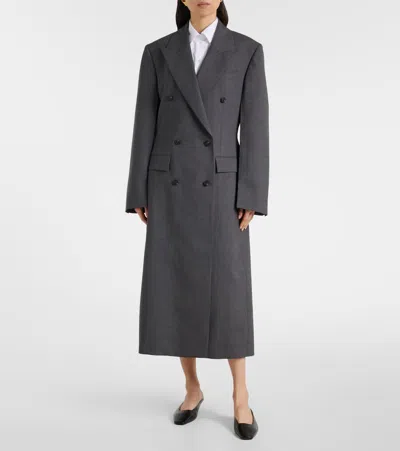 Rohe Róhe Double-breasted Virgin Wool Coat In Gray