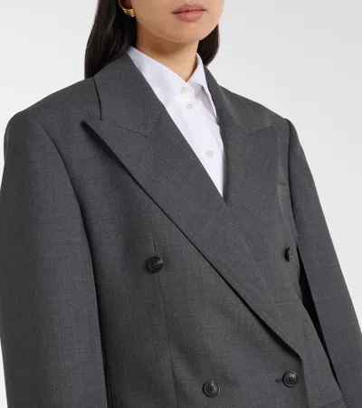 Rohe Róhe Double-breasted Virgin Wool Coat In Gray