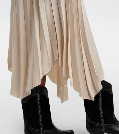Isabel Marant Felixa Plissé Crêpe Midi Skirt In Brown