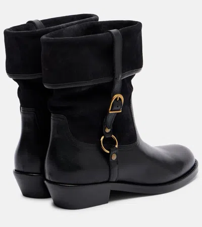 Isabel Marant Ildra 35 Leather And Suede Ankle Boots In Black