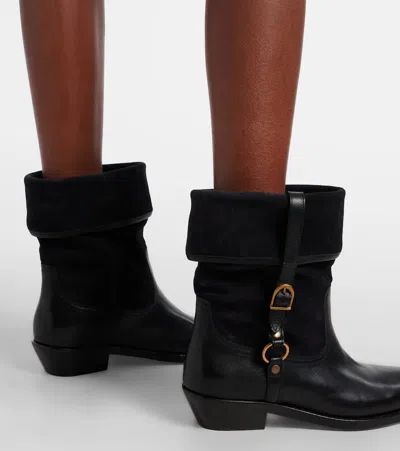 Isabel Marant Ildra 35 Leather And Suede Ankle Boots In Black