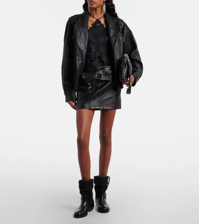 Isabel Marant Ildra 35 Leather And Suede Ankle Boots In Black