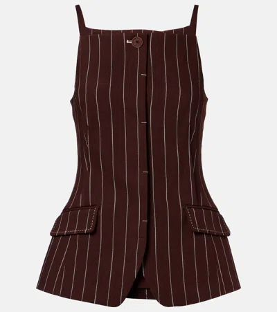 Simkhai Striped-pattern Top In Brown