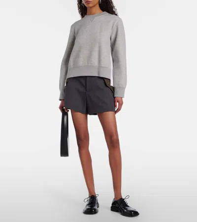 Sacai Cotton-blend Sweatshirt In Gray