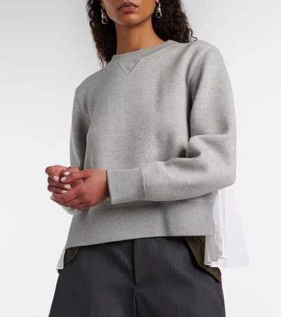 Sacai Cotton-blend Sweatshirt In Gray