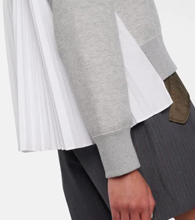 Sacai Cotton-blend Sweatshirt In Gray
