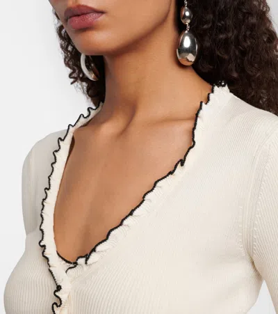Isabel Marant Izae Ribbed-knit Silk And Cotton Cardigan In White