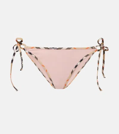 Burberry Women Bikini Bottoms With Checked Edges In Pink