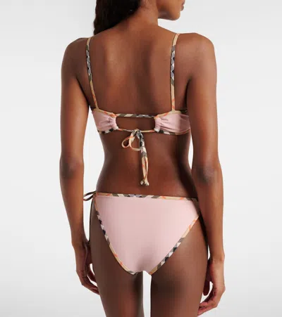 Burberry Women Bikini Bottoms With Checked Edges In Pink
