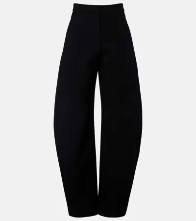 Alaïa High-rise Round Wide-leg Crepe Pants In Black