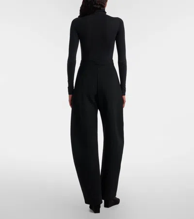 Alaïa High-rise Round Wide-leg Crepe Pants In Black