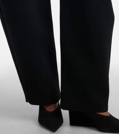 Alaïa High-rise Round Wide-leg Crepe Pants In Black