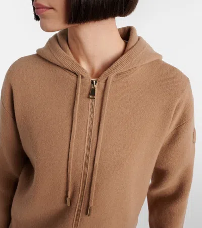 Moncler Wool And Cashmere Zip-up Cardigan In Brown