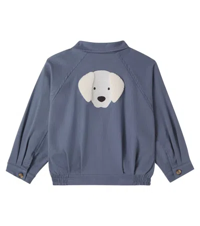 Donsje Weslie Embroidered Cotton-blend Jacket In Blue