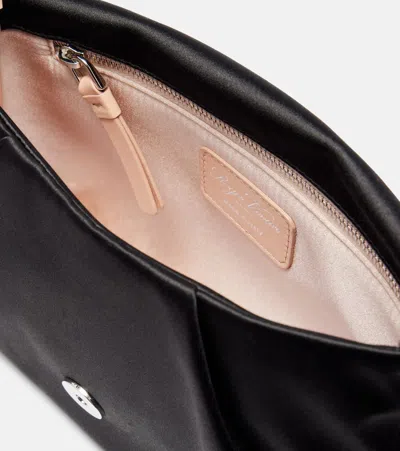 Roger Vivier Efflorescence Mini Satin Clutch In Black