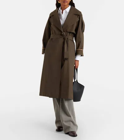 Max Mara The Cube Cotton-blend Twill Trench Coat In Brown